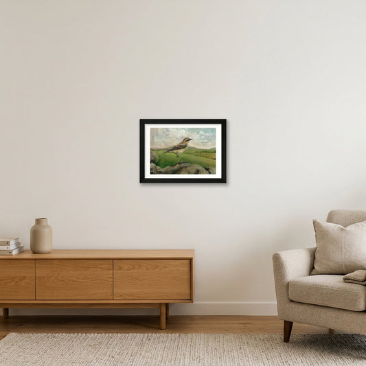 Wheatear 20 x 14 inches 300 dpi — A4 (30×21cm, 12×8") Black Frame