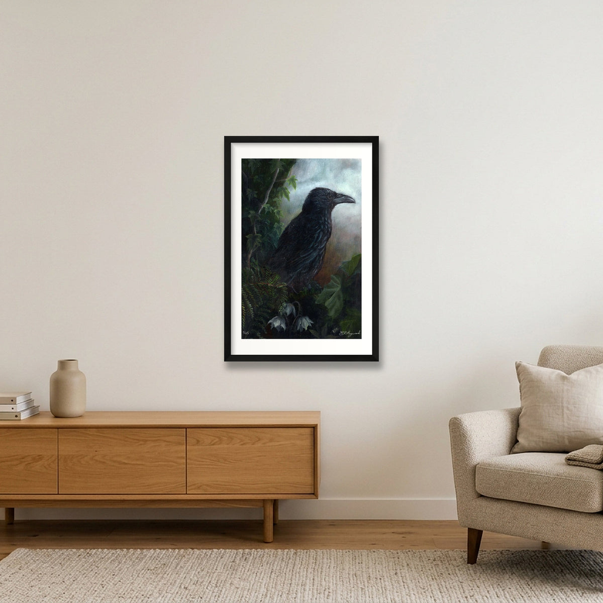 crow 14 x 21 inches — 40×60cm, 16×24" Black Frame