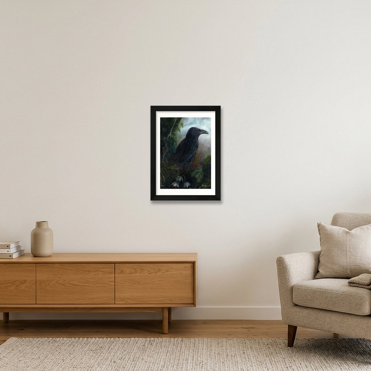 crow 14 x 21 inches — A4 (21×30cm, 8×12") Black Frame