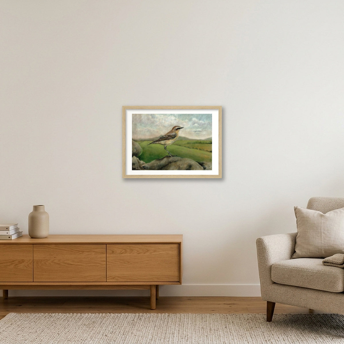 Wheatear 20 x 14 inches 300 dpi — A3 (42×30cm, 17×12") Oak Frame