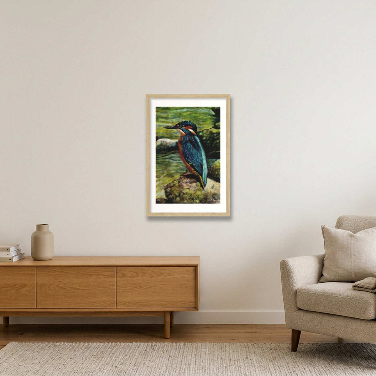 Kingfisher 14 x 20.9 inches copy — 30×45cm, 12×18" Oak Frame