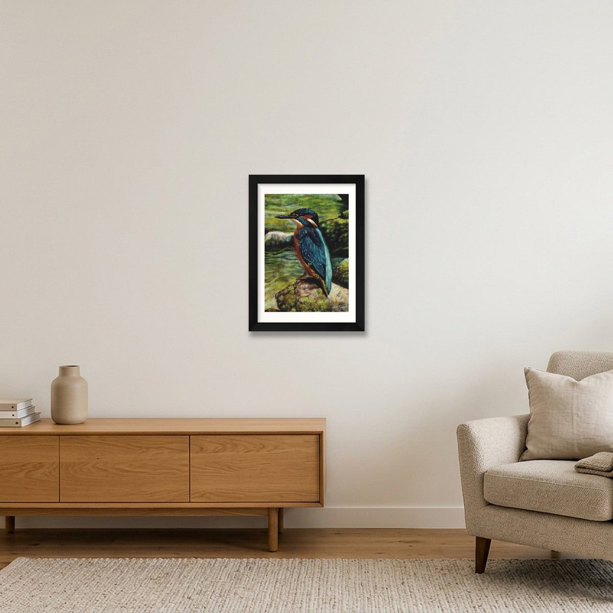 Kingfisher 14 x 20.9 inches copy — A4 (21×30cm, 8×12") Black Frame