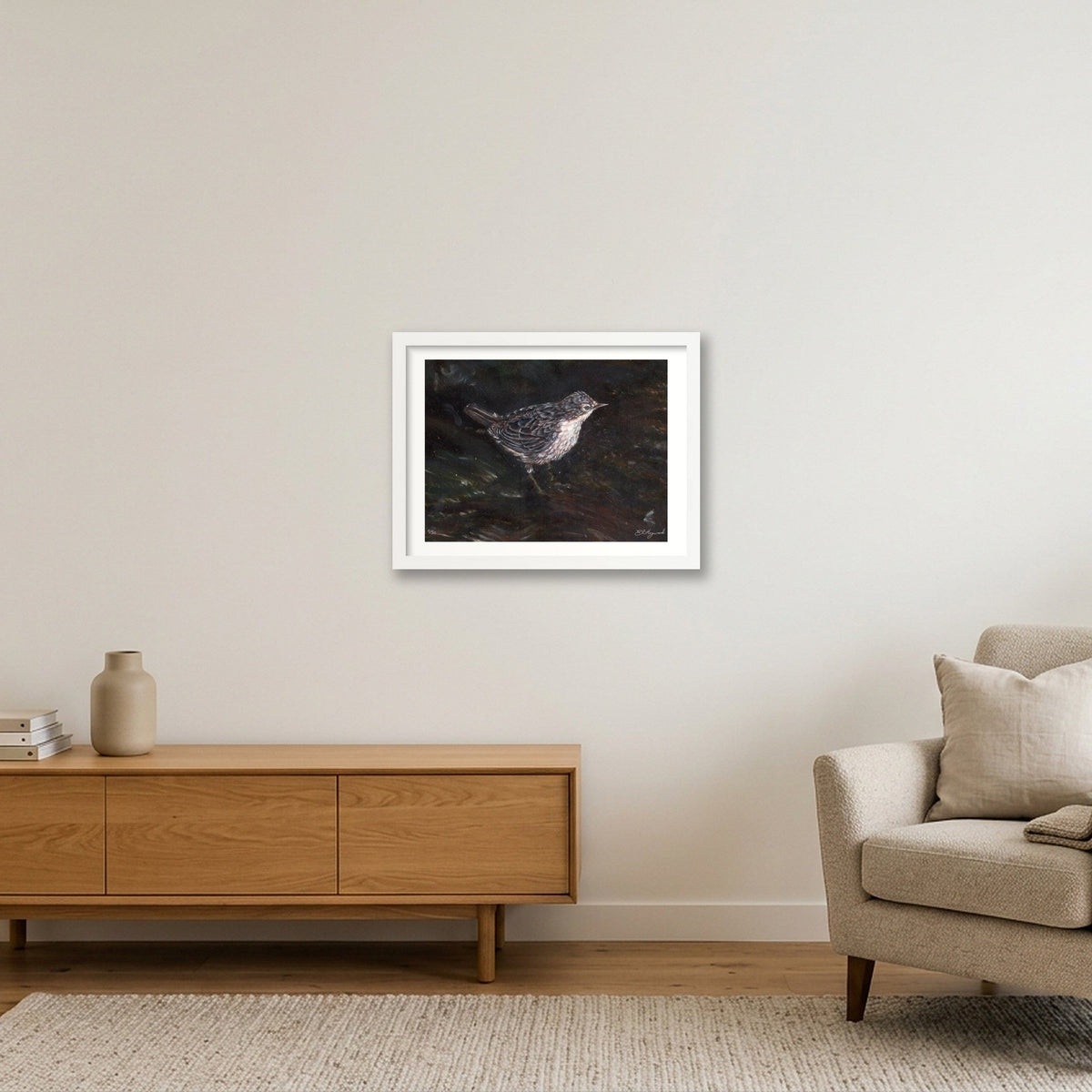 Jeuvenile dipper 11 x 8 inches — 40×30cm, 16×12" White Frame