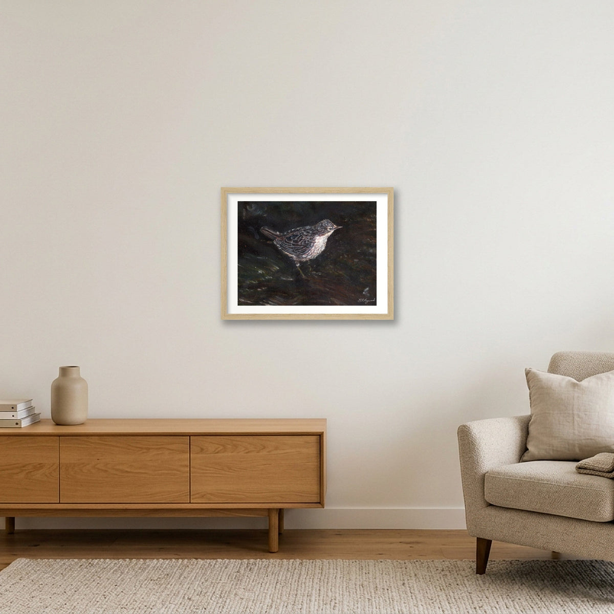 Jeuvenile dipper 11 x 8 inches — 40×30cm, 16×12" Oak Frame