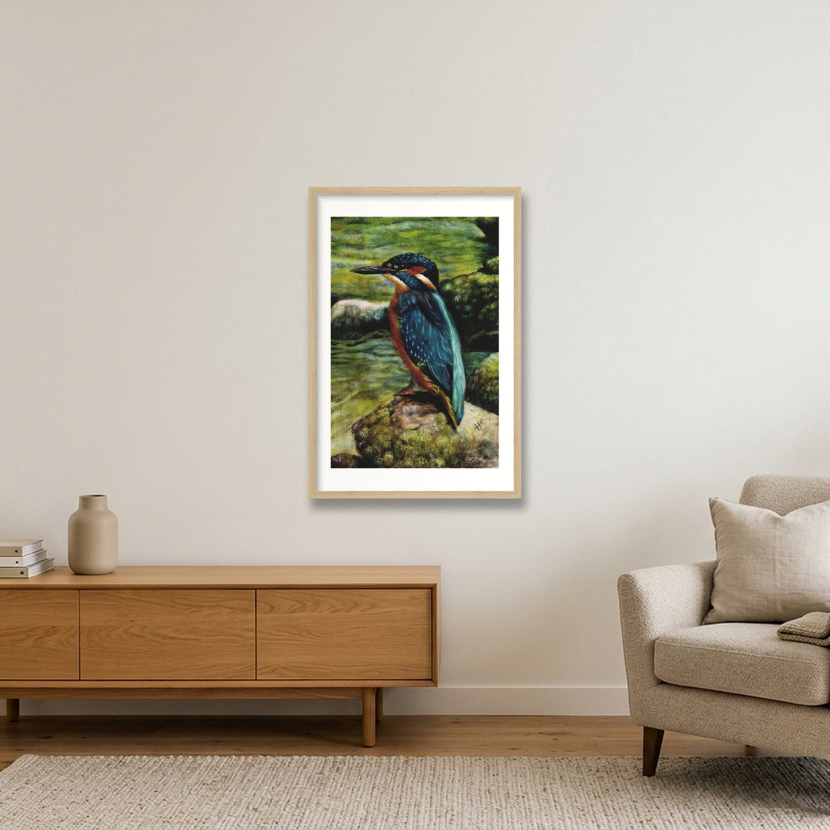 Kingfisher 14 x 20.9 inches copy — 40×60cm, 16×24" Oak Frame