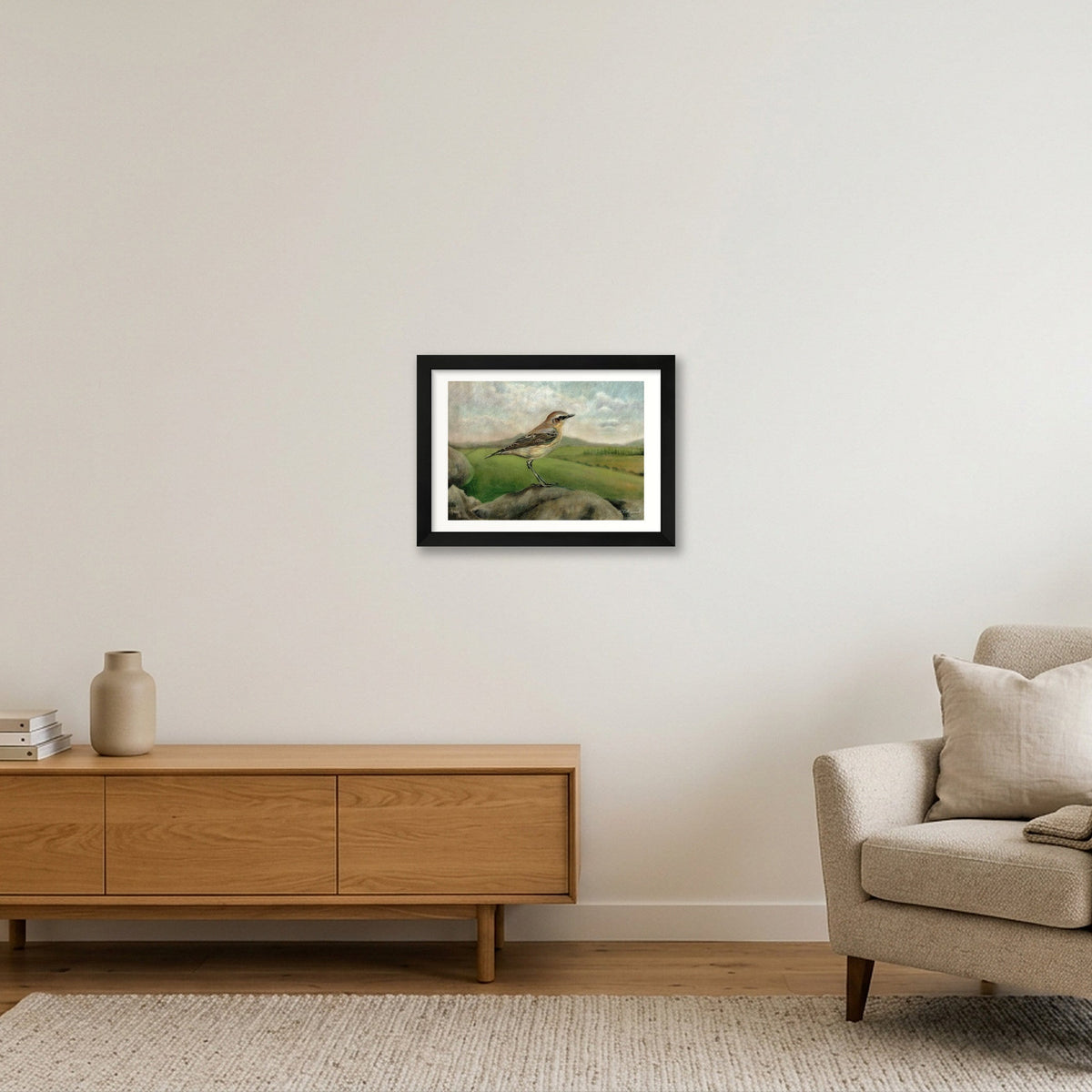 Wheatear 20 x 14 inches 300 dpi — A4 (30×21cm, 12×8") Black Frame