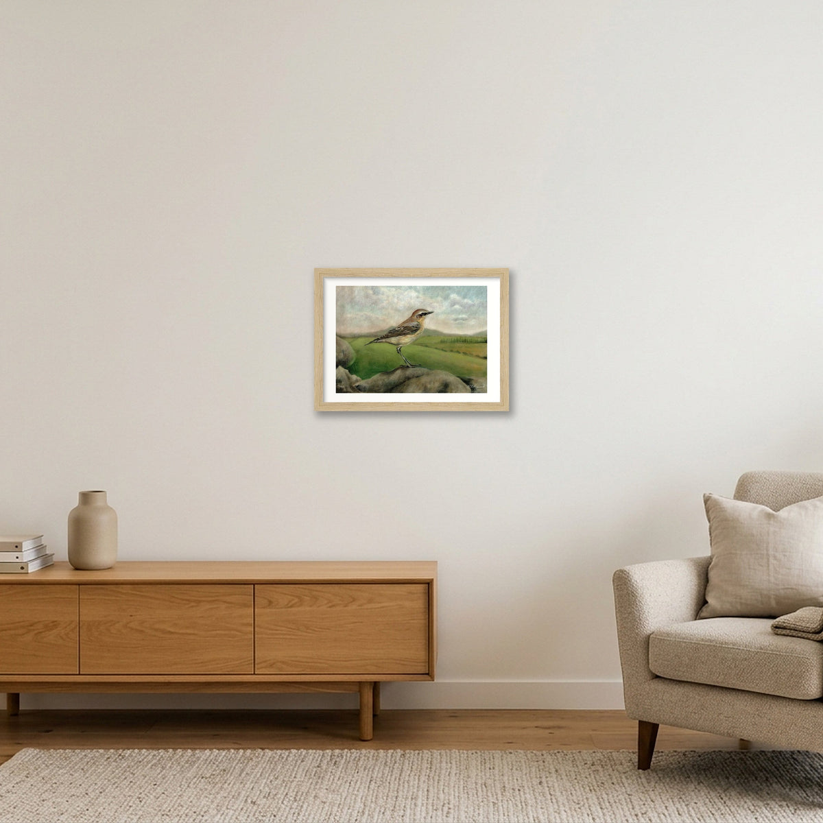 Wheatear 20 x 14 inches 300 dpi — A4 (30×21cm, 12×8") Oak Frame